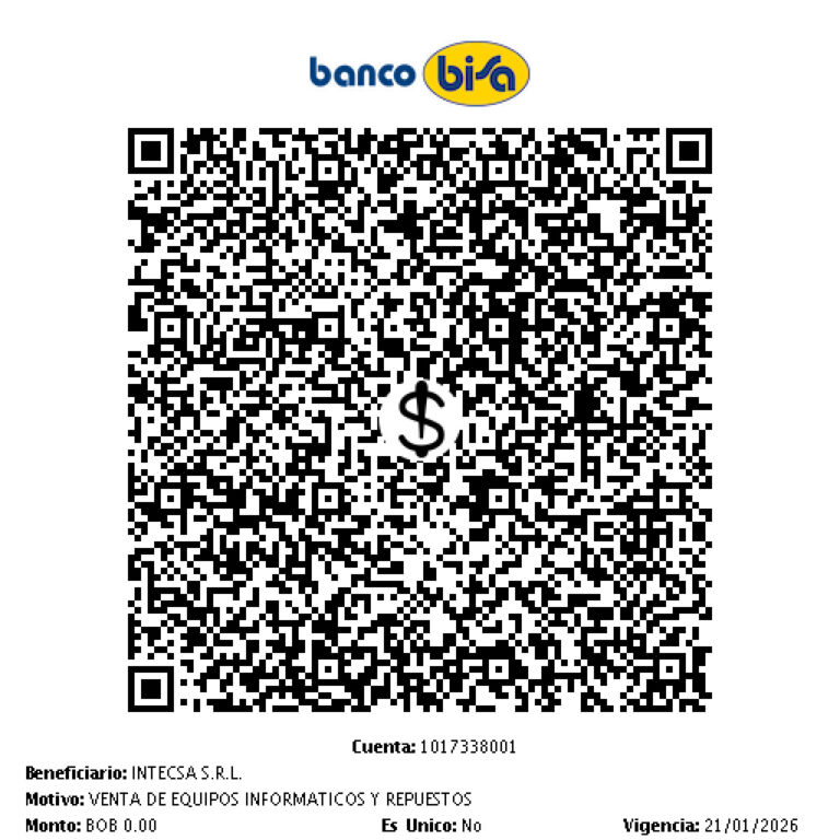 Intecsa pago por QR Método de pago